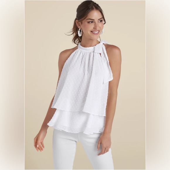 VENUS Tops - VENUS White Ruffled Halter Top